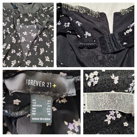 Forever 21 Plus Black Floral Lace Maxi Dress Size 0X - Picture 9 of 15